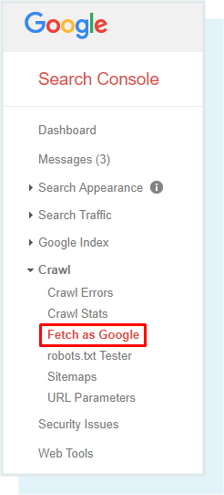 Red marker on Fetch as google option on a google page