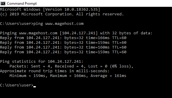 Ping Command for finding IP address